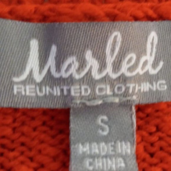 Orange Textured Knit Open Cardigan Women’s Small Crop Sweater 3/4 Sleeve Cotton - Picture 5 of 8